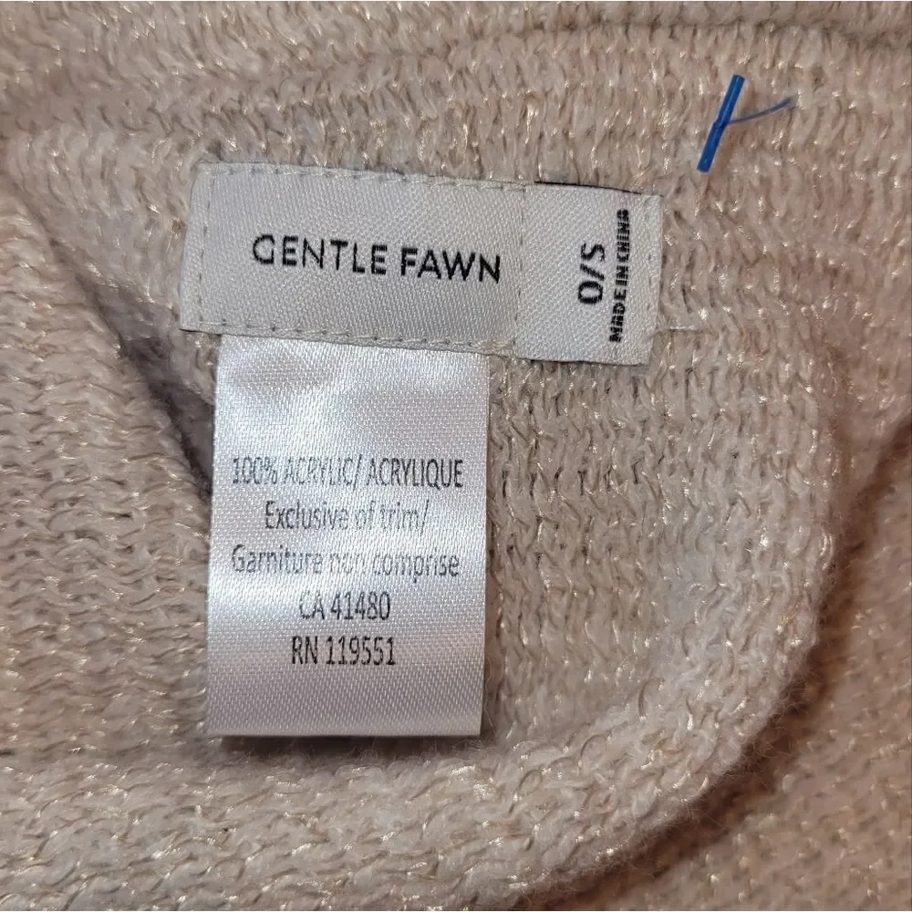 NWOT GENTLE Fawn Tristan Sweater Poncho Fringe Grey Gray Cream OS